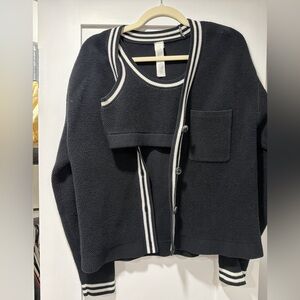 ALO Yoga Black and White Cardigan Sweater